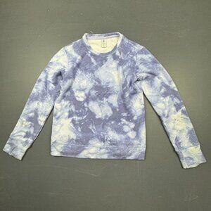 Athleta Girl Sweatshirt XL 14 Tie Dye Blue Crew Neck Fleece Casual Modal Blend